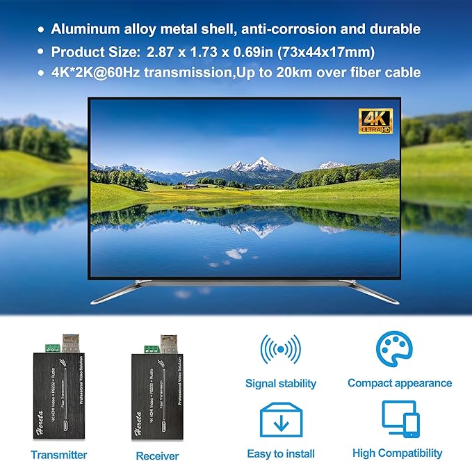 Hereta 4K HDMI Optical Video Extender 10.2Gbps Mini HD Fiber Converter - Image 2