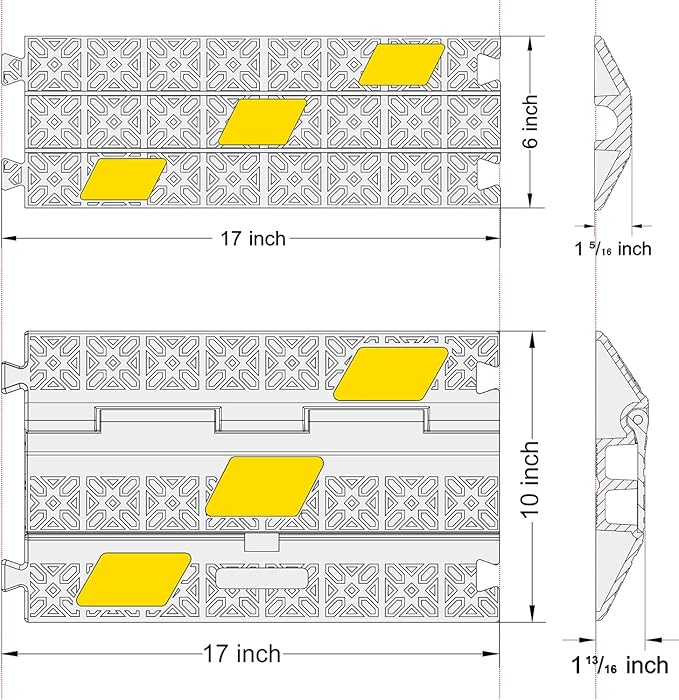 OranLite 6 Pack 1-Channel Rubber Cable Protector Ramp, Visible at Night - Image 2