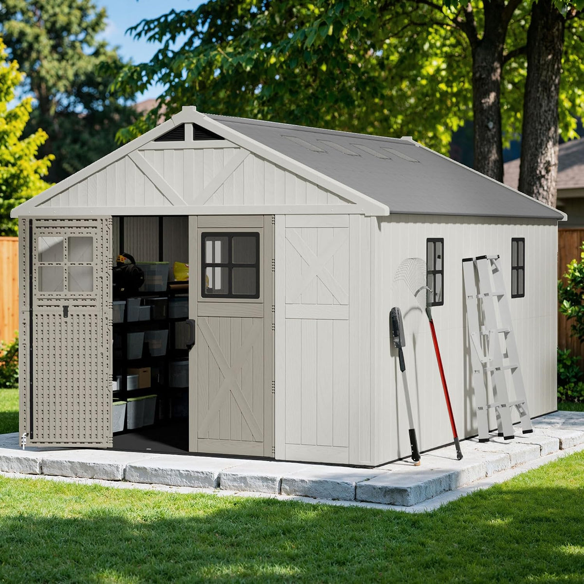 devoko 10x14 ft resin outdoor storage shed with, main product view