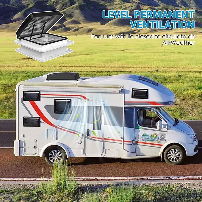 2012 14" RV Roof Vent Fan with LED Light, Air Max Reversible Exhaust Vent - Image 9