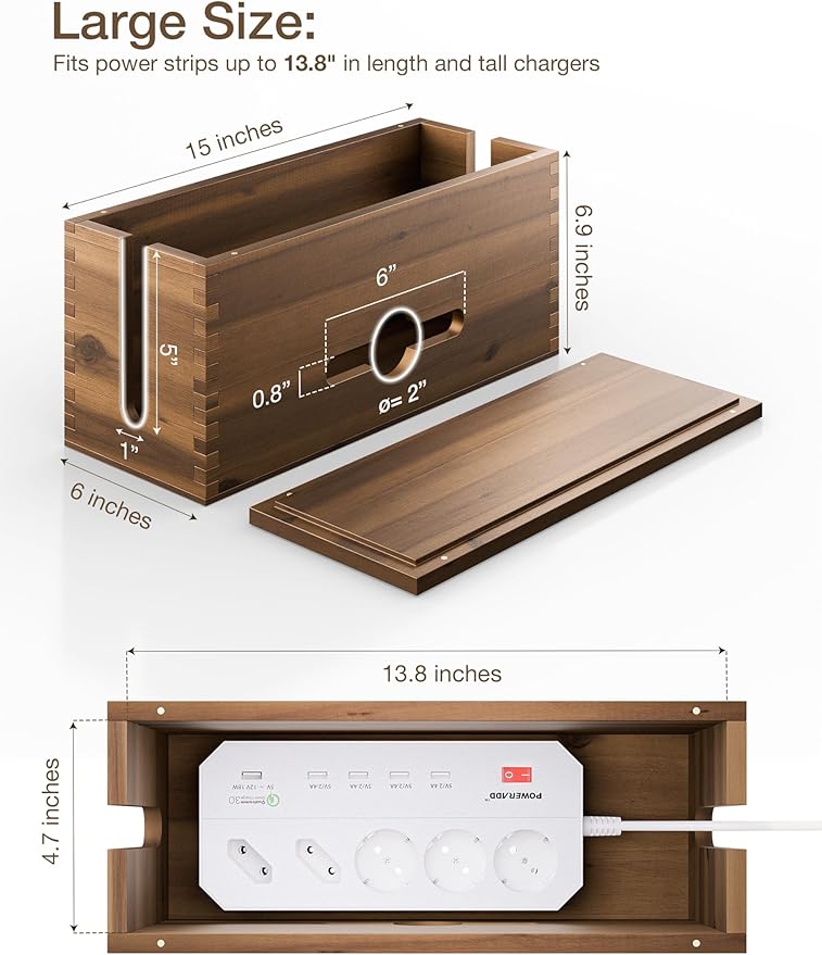 TIDITA Acacia Large Cable Management Box - Image 2