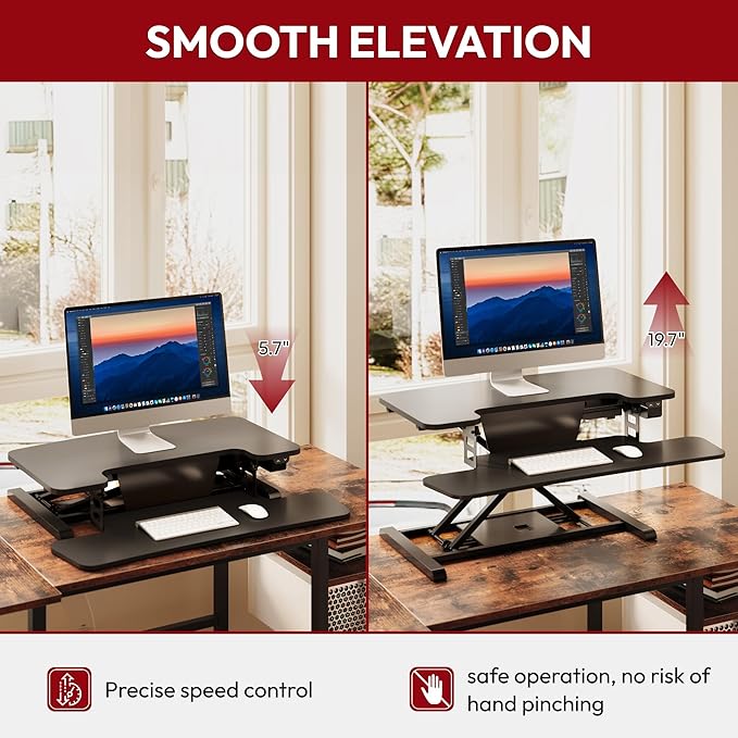 SANODESK 32" Electric Standing Desk Converter, Height Adjustable Riser - Image 4