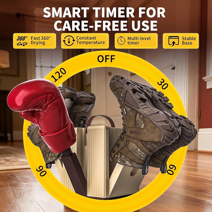 Heapsion 6-Arm Shoe Dryer and Deodorizer, Fast 360° Drying in 15s - Image 6