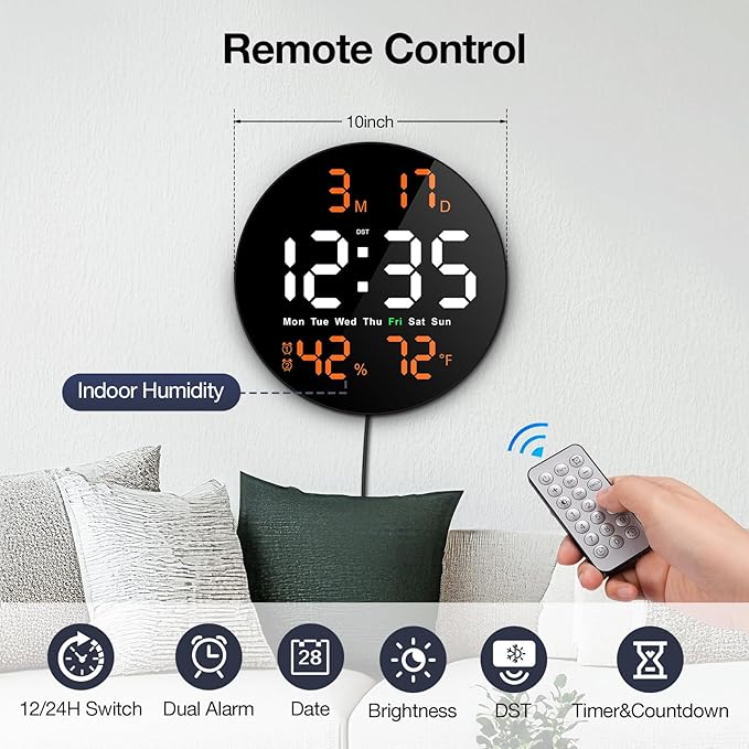 Brauthon Large Digital Clock for Classroom, Digital Classroom Clocks for - Image 2