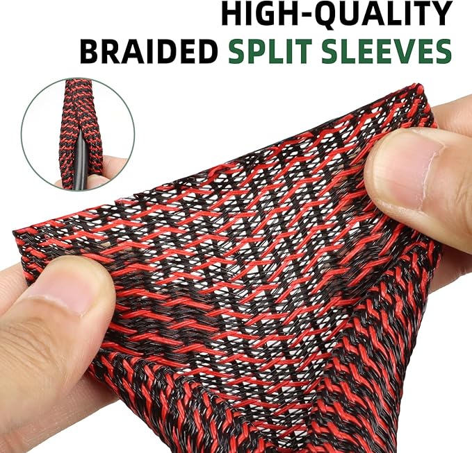 Split Wire Loom Tubing, Cable Protector Sleeve, Braided Cable Management - Image 3