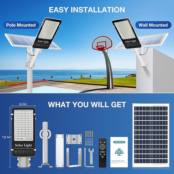 OKPRO 10000W Solar Street Light, Super Bright LED Beads Solar Lights Outdoor - Image 8