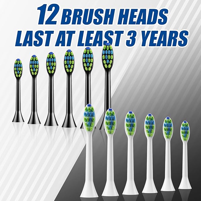 7AM2M Rechargeable Sonic Electric Toothbrush 2 Pack, Soft Toothbrushes - Image 4