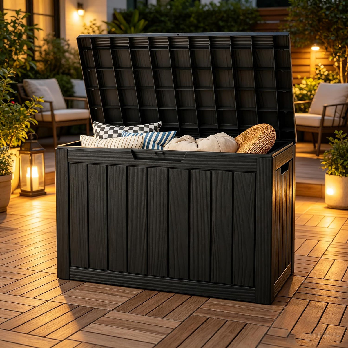 outdoor storage box, resin deck boxes outdoor, waterproof, main product view