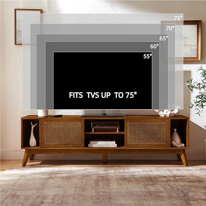 LKTART 68 Inch Mid Century Modern TV Stand - Image 3