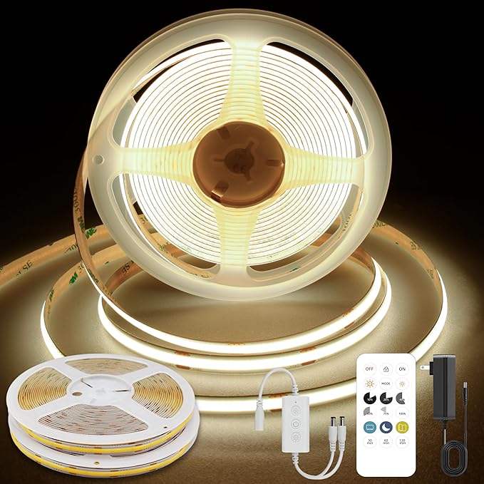 Pandery COB LED Strip Lights Natural White, 24V Dimmable led Light Strip KIT by PanderyCOBLightUPYourLife