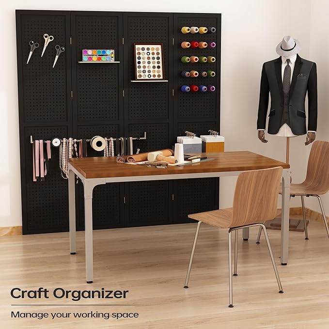 DURASPACE 4 Panel Room Divider 5.6 FT Pegboard Display Folding Wood Privacy - Image 5