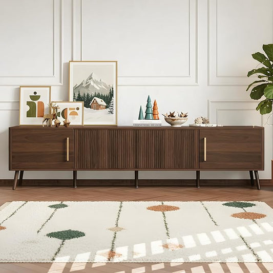 Merax Mid Century 78" TV Stand, Modern Fluted Entertainment Center by Merax