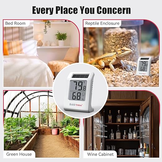 BaldrTherm 2.2'' Digital Thermometer and Hygrometer Meter, Solar-Powered Indoor - Image 8