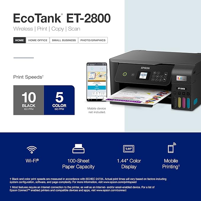 Epson EcoTank ET-2800 Wireless Color All-in-One Cartridge-Free Supertank Printer - Image 4
