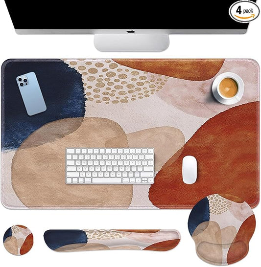 Britimes Abstract Boho Keyboard Mouse Pad Set 4in1 Large Mousepad+Keyboard by Britimes