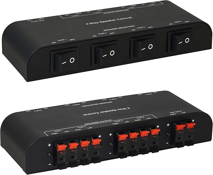 Xtrempro 61050 2 to 4 Way Speaker Switch, 1 in 2 Out to 1 in 4 Out Way Pair by Bytecc