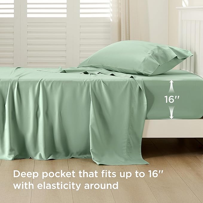 Bedsure Cooling Sheets Twin, Rayon Derived from Bamboo, Breathable & Soft Twin - Image 3