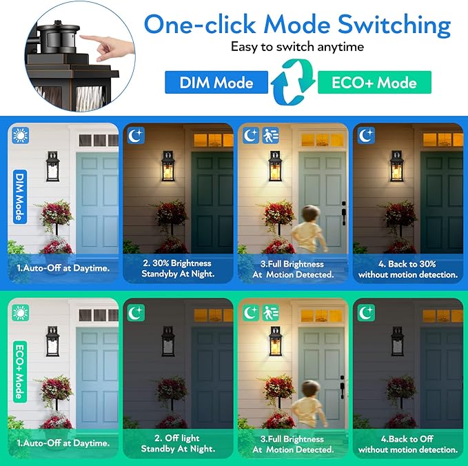 VIANIS 2 Pack Motion Sensor Outdoor Lights, Dusk To Dawn Outdoor Lighting - Image 2