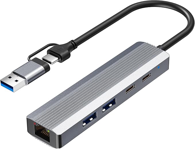 USB Hub with Ethernet, USB C to Ethernet Adapter with 2X USB 3.0, USB C 3.0 by Viilinany