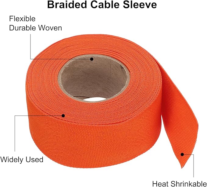 MECCANIXITY Braided Cable Sleeves Heat Shrinkable Fabric Sleeving, 1 3/8" 26ft - Image 4