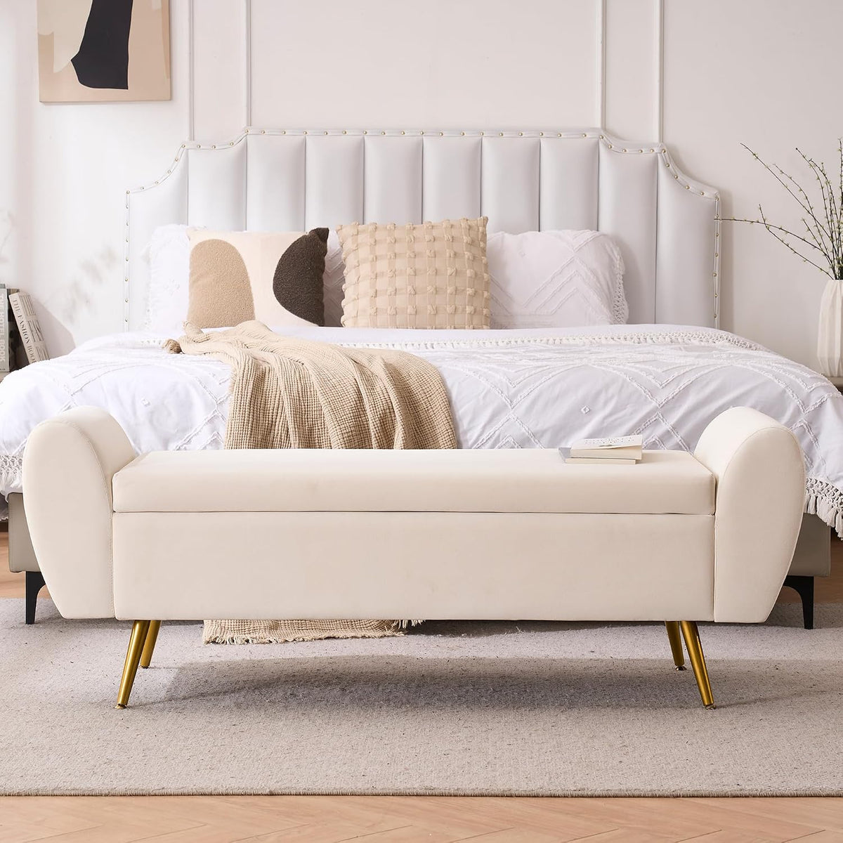 56" storage bench for bedroom king size bed, main product view