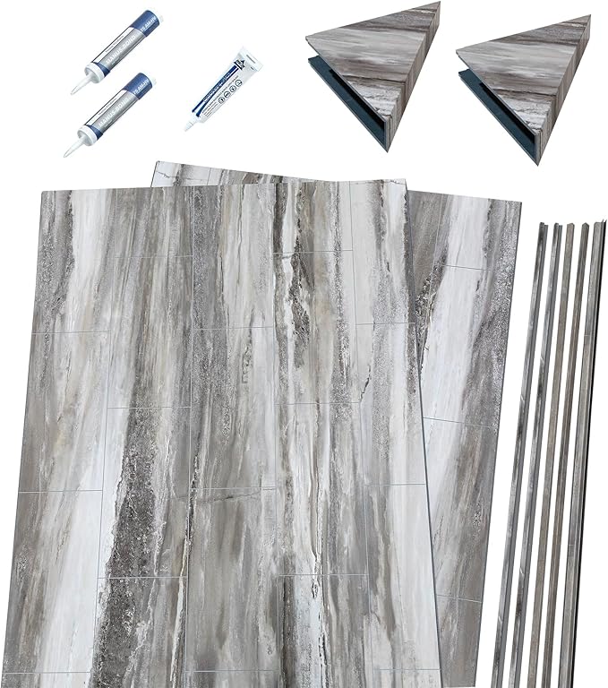 Palisade 78in x 36in x 36in Waterproof Vinyl Corner Shower Surround Kit - Image 2
