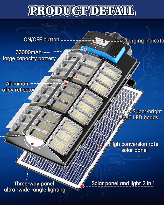 Gefolly SL-7200W Solar Street Light Outdoor, Wide Angle 450000LM - Image 5