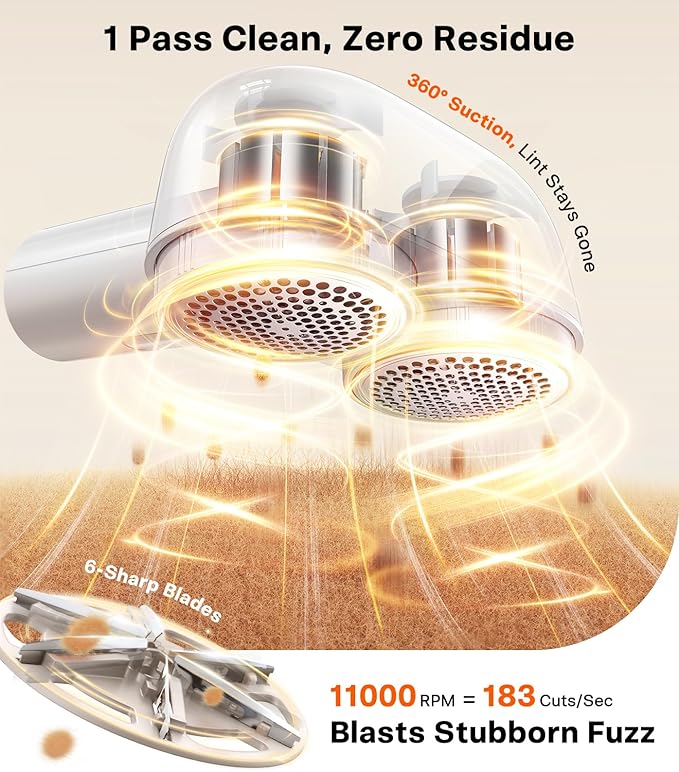 TORRAS Dual-Head Fabric Shaver, Longest Durability & 50ml Large Capacity - Image 4
