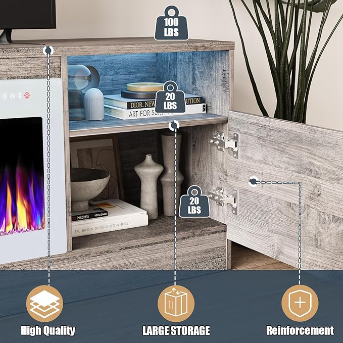 VITESSE TV Stand Fireplace - Image 6