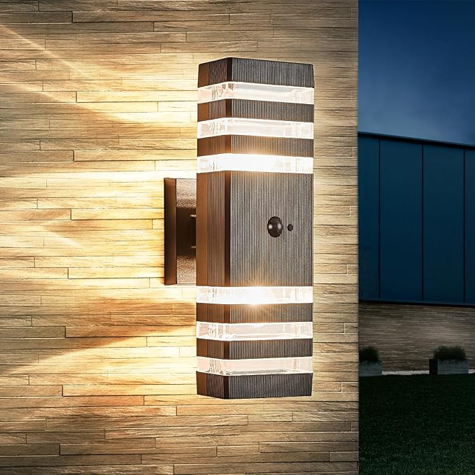 Delicavy Motion Sensor Outdoor Wall Light Fixture Up Down Porch Lights Modern by DELICAVYLIGHTING