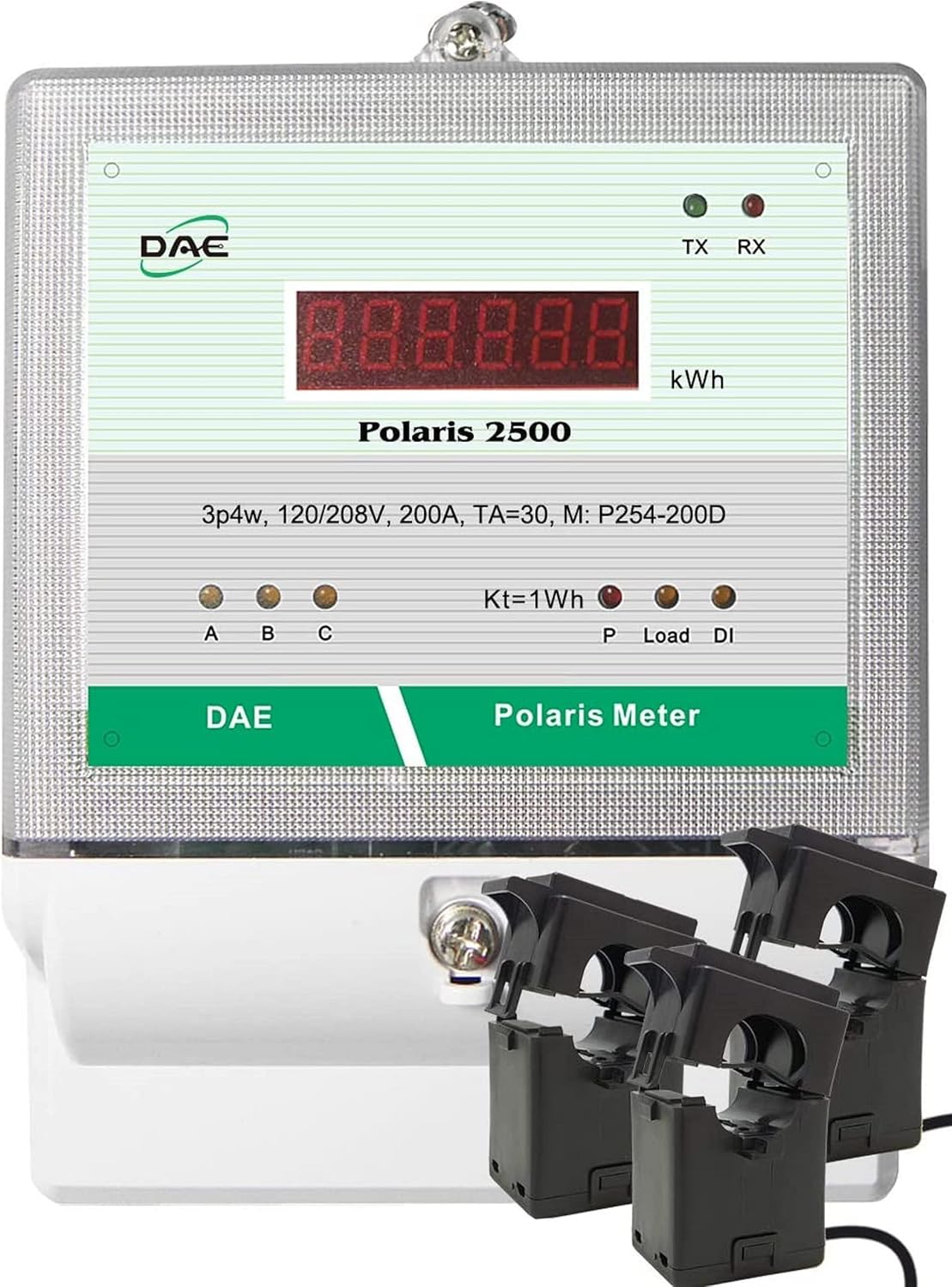 DAE P254-200D KIT, UL listed kWh Demand Submeter, 3 phase, 4 wire, 3 Split