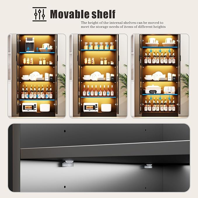 Dystler Display Cabinet with Doors and Adjustable Shelves, 5 Tier Display Case - Image 4