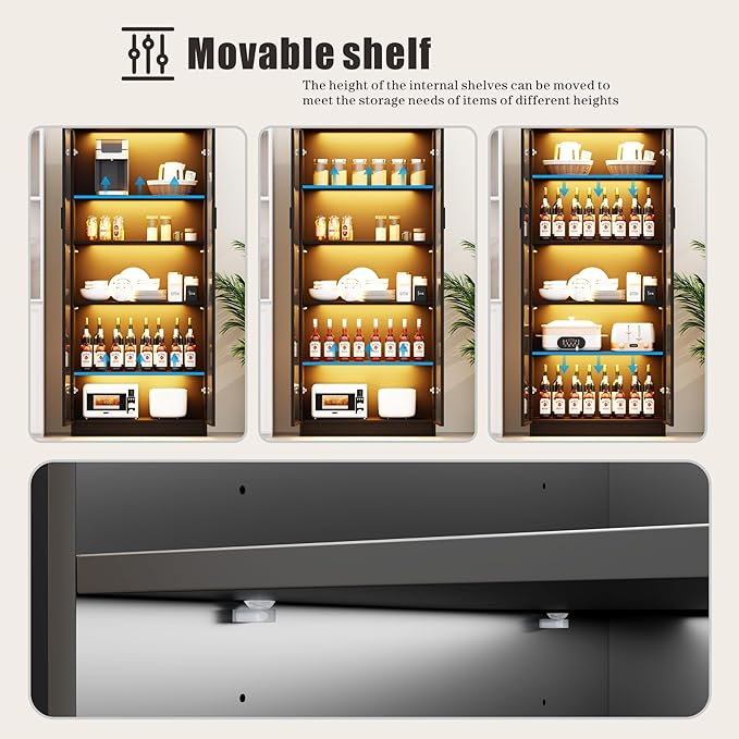 Dystler Display Cabinet with Adjustable Shelves, 5 Tier Display Case - Image 5