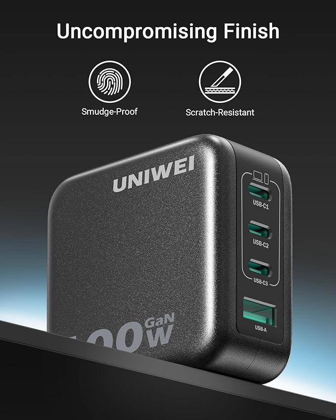 UNIWEI 100W USB C Charger Block, 4-Port GaN and Ultra-Compact Wall Adapter - Image 5