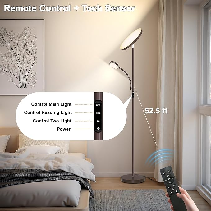 Aulaiyi Floor Lamps for Living Room, 42W Super Bright LED Floor Lamp, 2-in-1 - Image 3