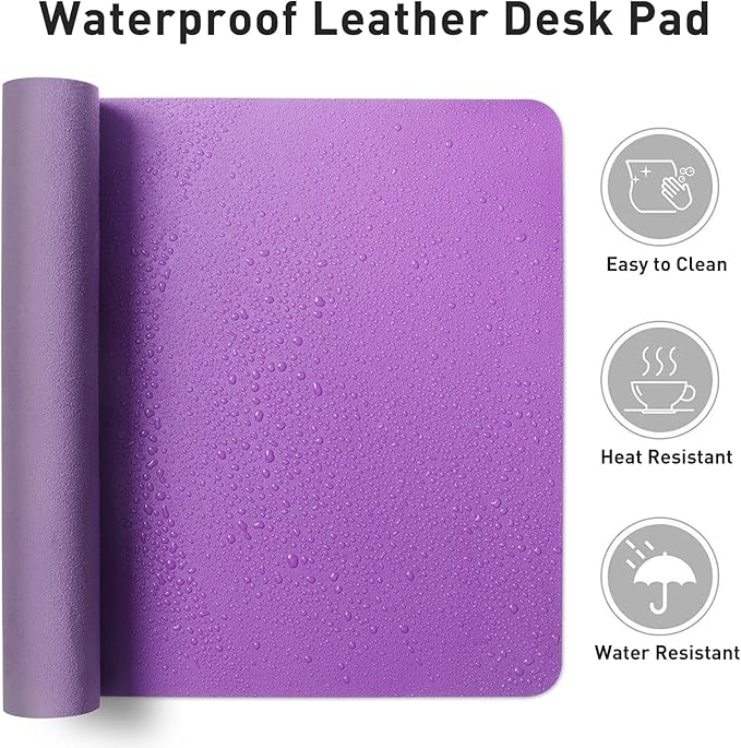 Aothia Leather Desk Pad Protector, Mouse Pad, Office Desk Mat, Non-Slip PU - Image 6