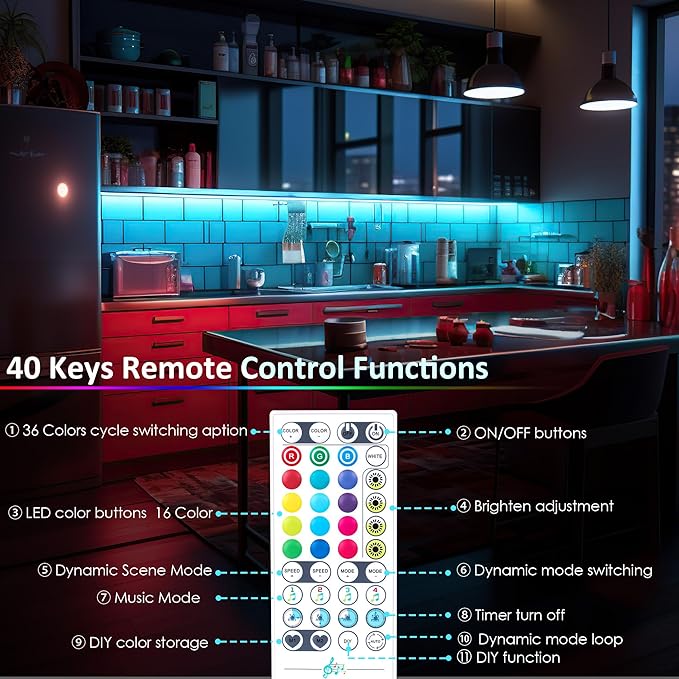 LAFULIT 10 PCS RGB Under Cabinet Lights Kit, App and Remote Control Led Strip - Image 4
