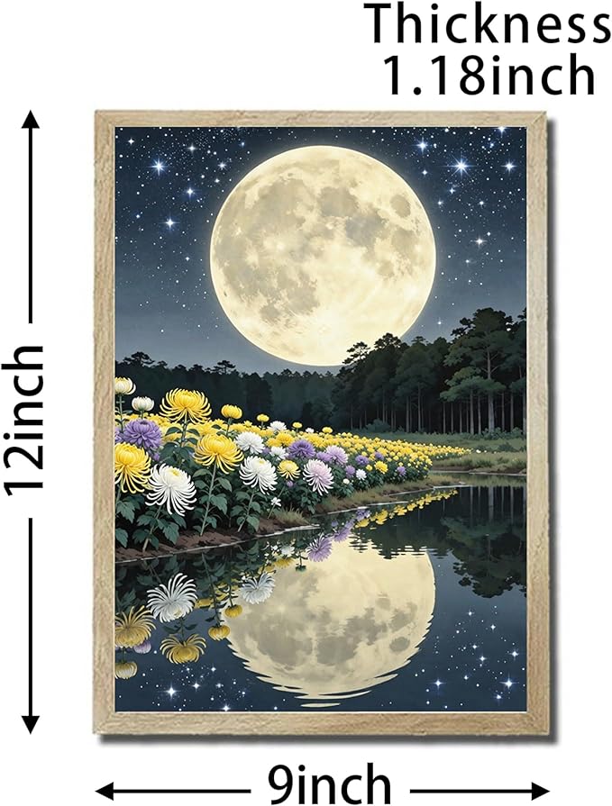 URVIP LED Glowing Photo Frame, 3D Starry-Sky Blue Moon Wall Art, 9x12 Inches - Image 2