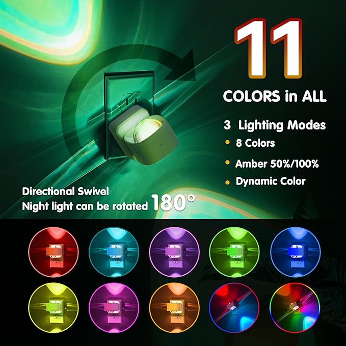 L LOHAS LED Night Light, Color Changing Night Lights Plug into Wall, Rotating - Image 2