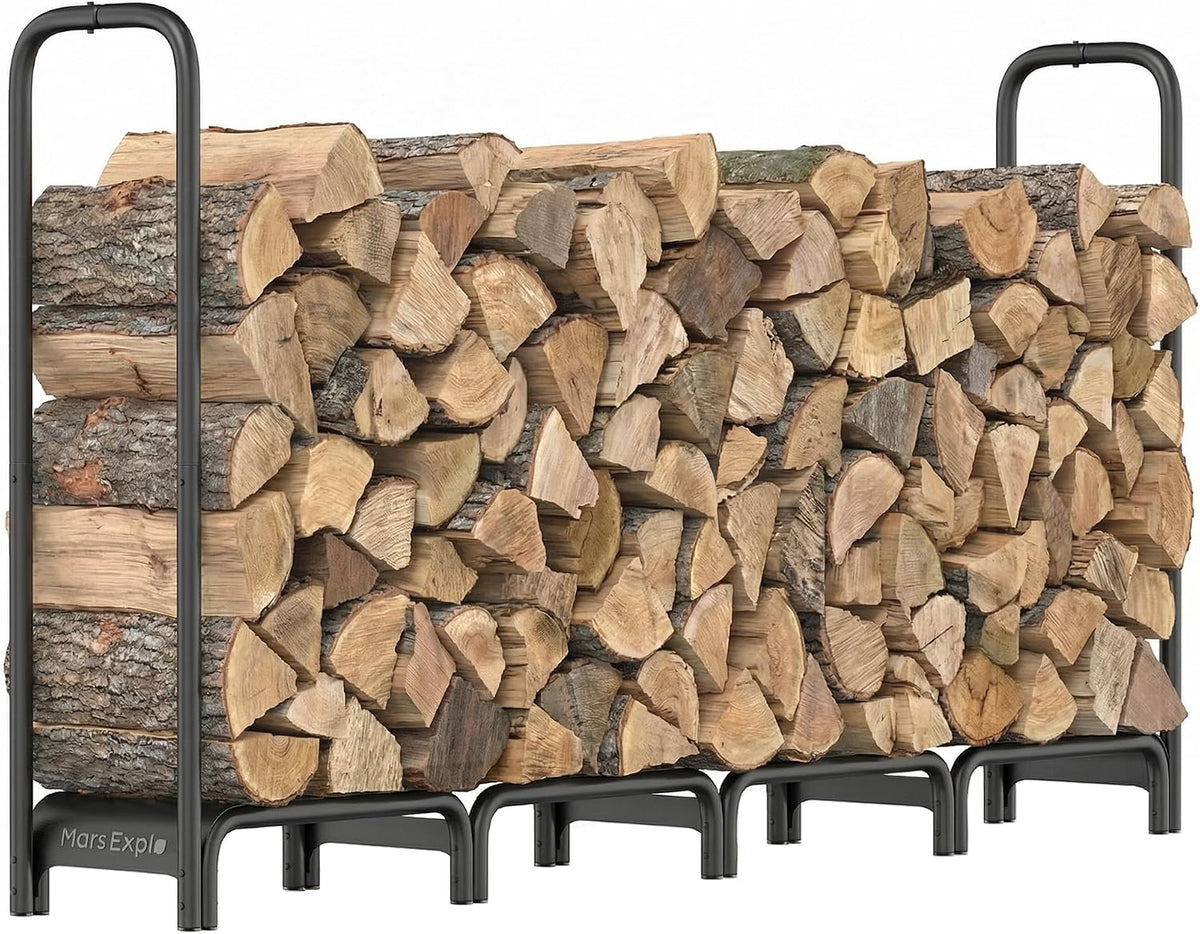 firewood rack, 8ft heavy duty fire wood storage, main product view