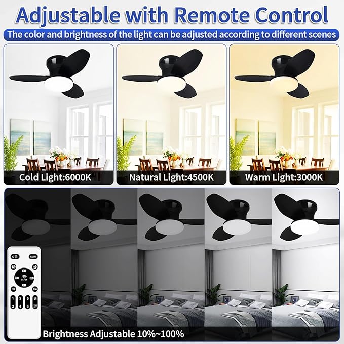 Glowall Small Ceiling Fan with Lights, Reversible Quiet DC Motor, 3 Blades - Image 4