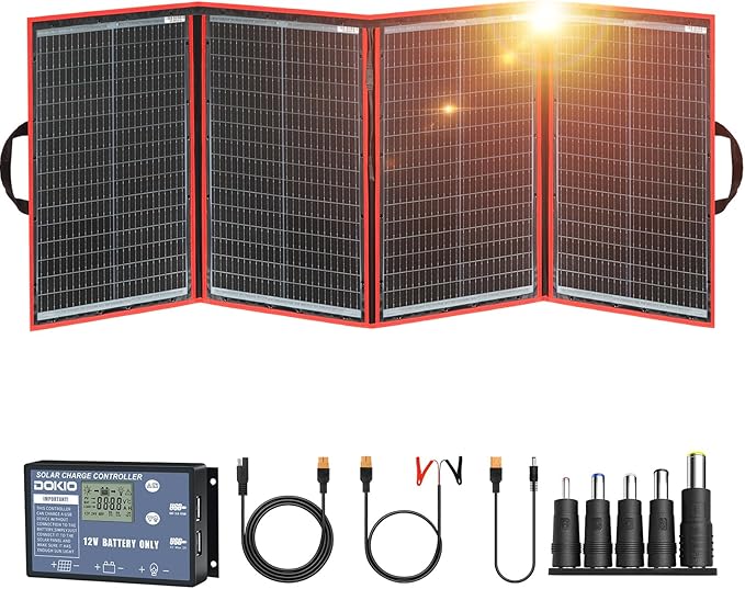 DOKIO 200W Portable Foldable Solar Panel Kit, by DOKIO