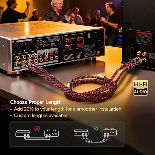 TODN RCA Stereo Cable Audiophile HiFi Interconnect Shielded RCA Cables - Image 3