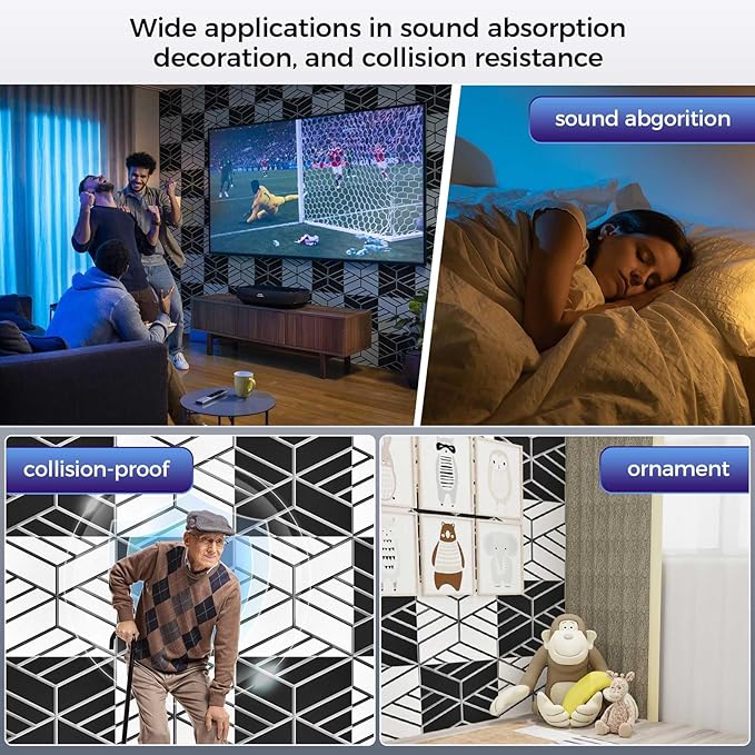 8 Pack 2-Layer Soundproof Wall Panels, 1.1lb/ft³ High Density, Thicker 0.43 in - Image 6
