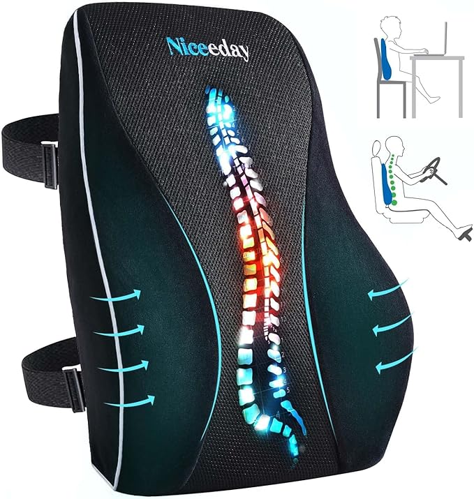 Niceeday Lumbar Support Pillow for Office Chair Car Back Support Pillow by NICEEDAYBRAND