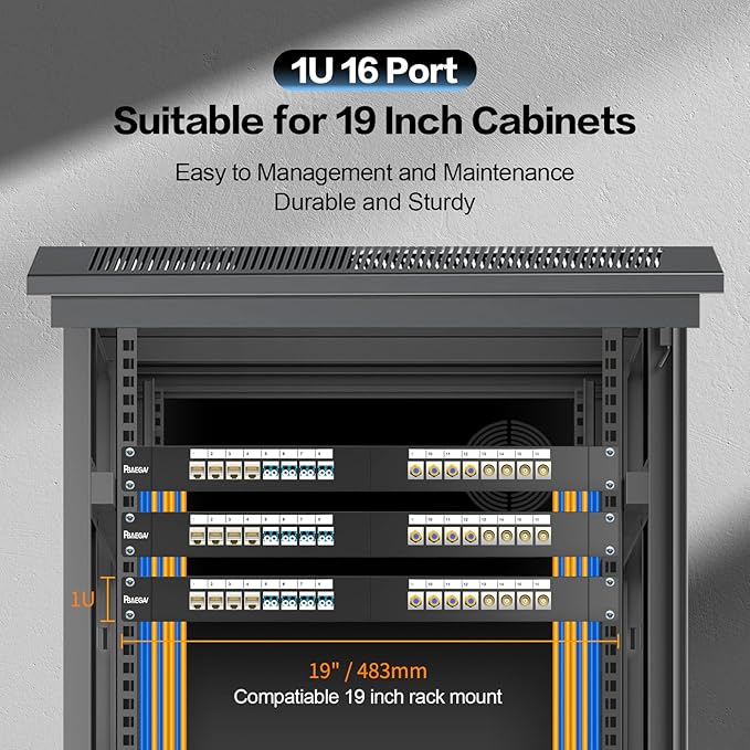 PBAEGAV 16 Port Patch Panel Blank UTP/STP 1U 19" Keystone Patch Panel - Image 7