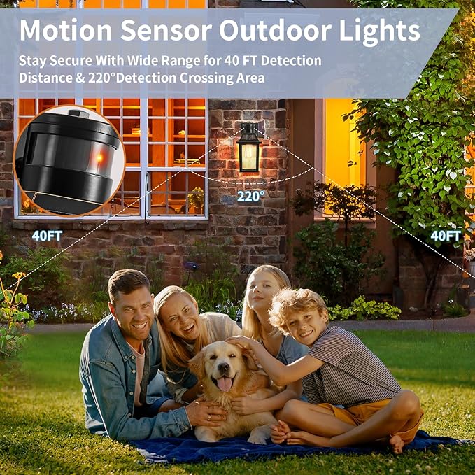 Motion Sensor Outdoor Wall Lights, Porch Light Outdoor 3 Lighting Modes - Image 2
