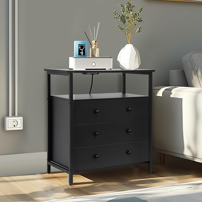 Edbuosy 3 Wooden Drawers Night Stand, 27 Inch Wide Nightstand - Image 8