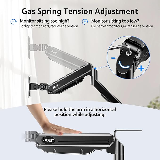 Acer Single Monitor Mount, Fully Adjustable Monitor Arm Fits 17 to 34 Inch - Image 8