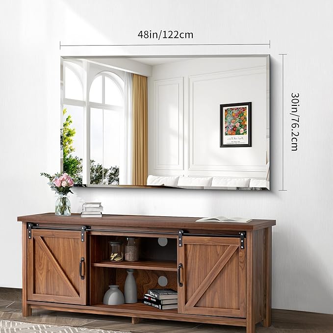 CILIBER Beveled Bathroom Mirror, 30x48 Large Frameless Mirrors - Image 6